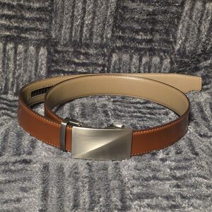 Opage Leather Adjustable Ratchet Belt with Automatic Buckle Brown Leather Sz 48